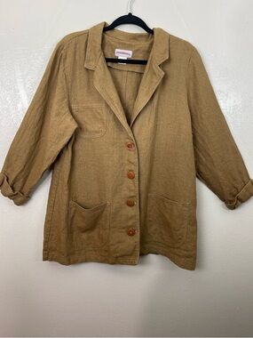 Solitaire Casual Tan Linen  Relaxed Blazer Jacket